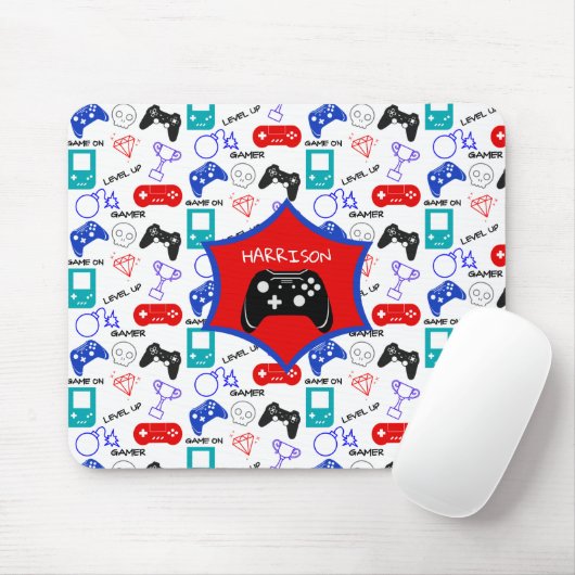 Gamer Video Icons Controller Muster Personalisiert Mousepad (Mit Mouse)