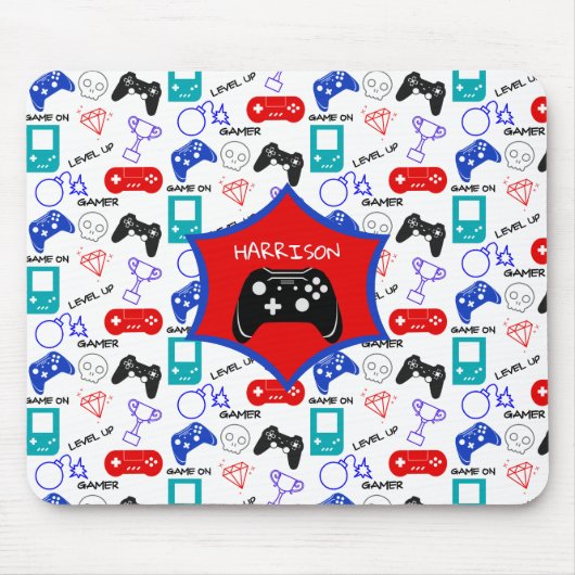 Gamer Video Icons Controller Muster Personalisiert Mousepad (Vorne)