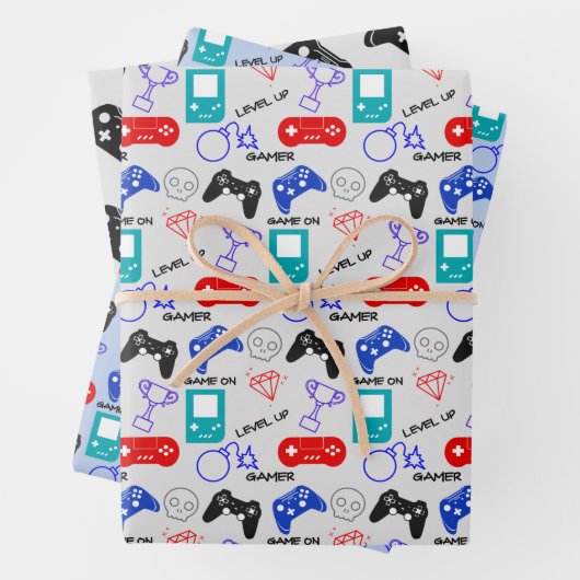 Gamer Video Icons Controller Pattern Fun Geschenkpapier Set (Beispiel)