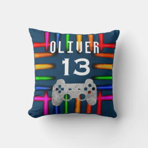 Gamer-Videospiel-Controller-Neon-Geburtstag Kissen