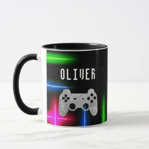 Gamer-Videospiel-Controller-Neon-Name Tasse