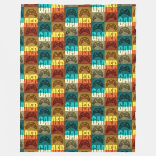 GAMER VINTAG VIDEO GAME CONTROLLER FLEECEDECKE (Vorderseite)