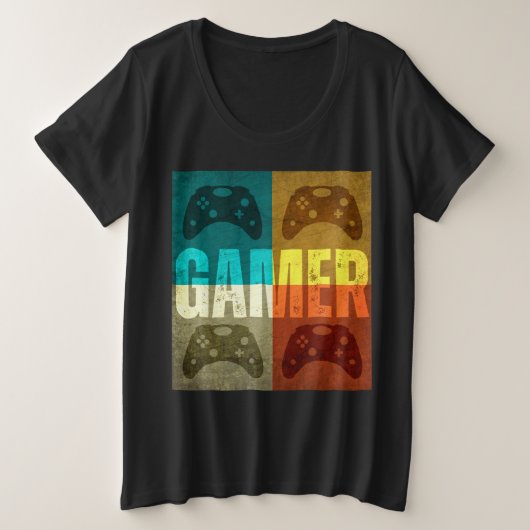 GAMER VINTAG VIDEO GAME CONTROLLER GROßE GRÖßE T-Shirt (Design vorne)