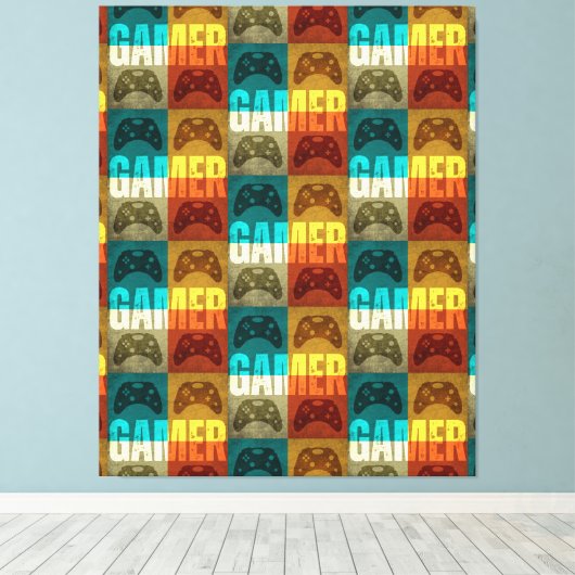 GAMER VINTAG VIDEO GAME CONTROLLER LEINWANDDRUCK (Insitu (Holzboden))