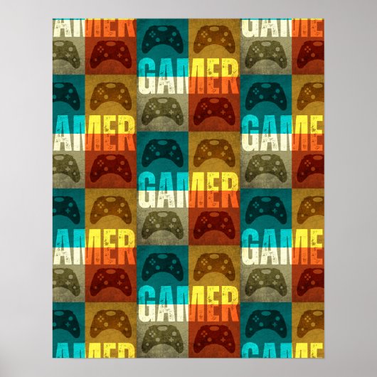 GAMER VINTAGE VIDEOSPIELKONTROLLER POSTER (Vorne)