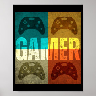GAMER VINTAGE VIDEOSPIELKONTROLLER POSTER
