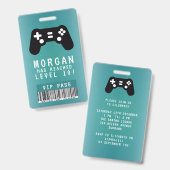 Gamer VIP Pass Einladung zum Geburtstag Ausweis (Vorder- & Rückseite)