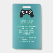 Gamer VIP Pass Einladung zum Geburtstag Ausweis (Rückseite)
