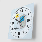 Gamer - wählen Sie Hintergrundfarbe Quadratische Wanduhr (Winkel)