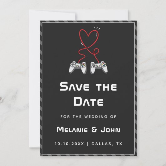 Gamer Wedding Geek Liebe Romantischer Spieler 1 2 Save The Date (Vorderseite)