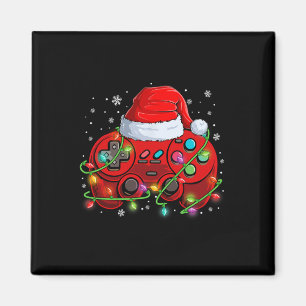 Gamer Weihnachten Videospiel Santa Hut Lichter Gam Magnet