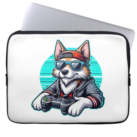 Gamer Welpe Laptopschutzhülle (Vorderseite)