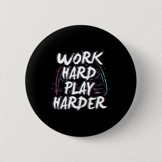 Gamer Word Hard Play Harder Button (Vorderseite)