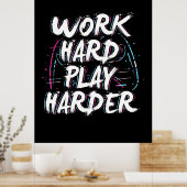 Gamer Word Hard Play Harder Poster (Küche)
