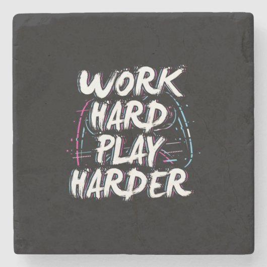 Gamer Word Hard Play Harder Steinuntersetzer (Vorderseite)