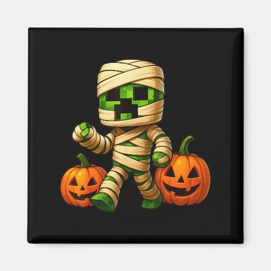 Gamer Xel Pumpkin Mummy Men Kids Boy Halloween Fun Magnet (Vorne)