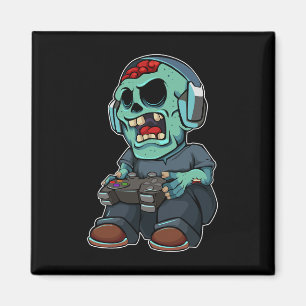 Gamer Zombie Lazy Halloween Costume Funny Gaming V Magnet