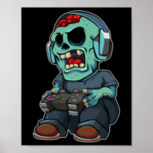 Gamer Zombie Lazy Halloween Costume Funny Gaming V Poster