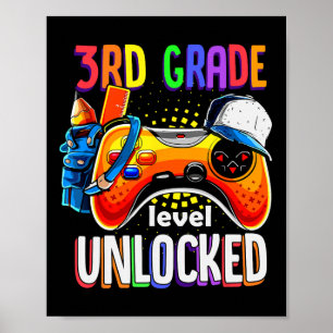 Gamer zurück zur Schule Gamepad 3. Stufe Poster