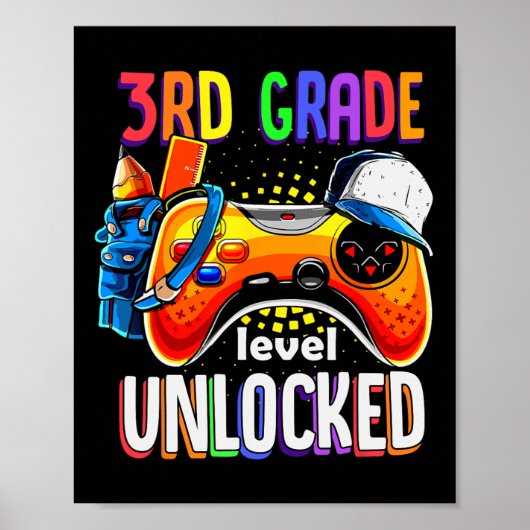 Gamer zurück zur Schule Gamepad 3. Stufe Poster (Vorne)