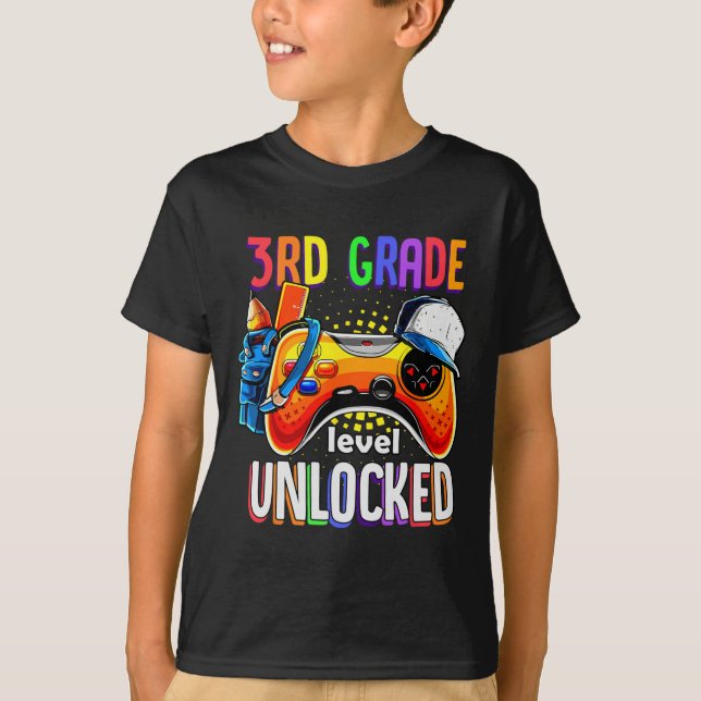 Gamer zurück zur Schule Gamepad 3. Stufe T-Shirt (Vorderseite)