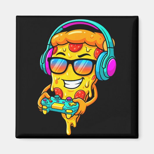 Gamer Zza Slice Video Gaming Boy Enthusiast Gamer Magnet (Vorne)