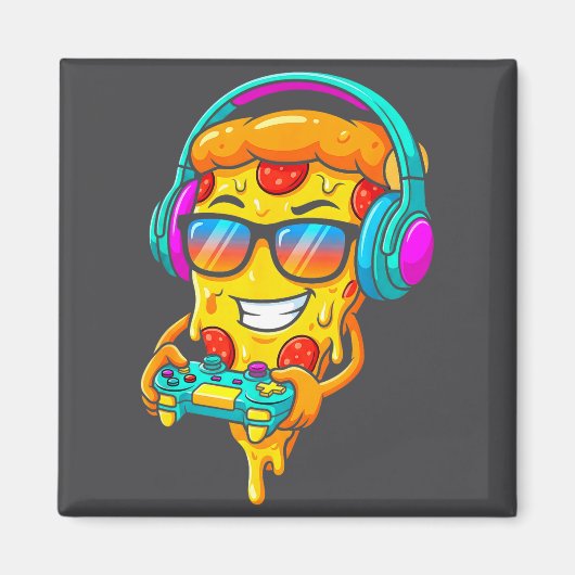Gamer Zza Slice Video Gaming Boy Enthusiast Gamer Magnet (Vorne)