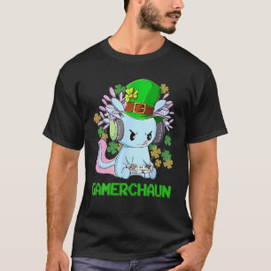 Gamerchaun Axolotl Video Game Controller St Patri T-Shirt