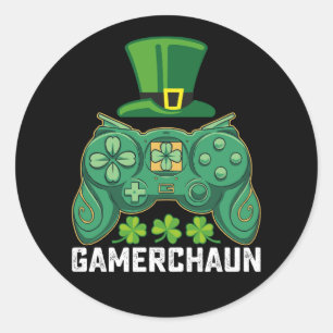 Gamerchaun Gamer Gaming Games St Patrick's Day Runder Aufkleber