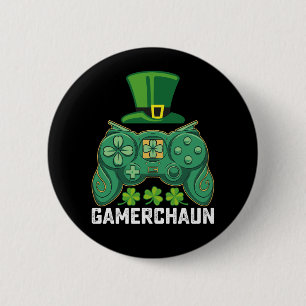 Gamerchaun Gamer Gaming Spiele St. Patricks Tag Button