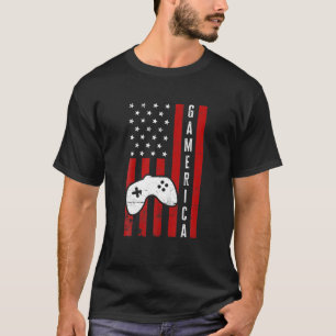 Gamerica US Flag Gamer 4th July Video Game Boys T-Shirt