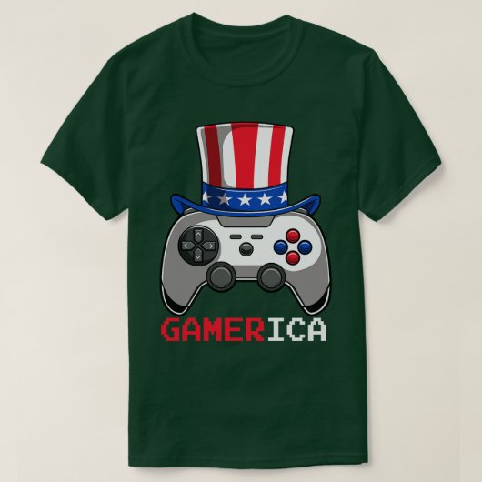 Gamerica Video Game Controller Uncle Sam Hat T-Shirt (Design vorne)