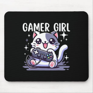 Gamerin Katze Gaming Süßes Videospiel Frauen Mädch Mousepad