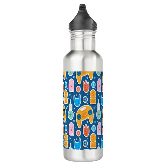 Gamers Blue Video Game Playstation Pattern Edelstahlflasche (Rechts)