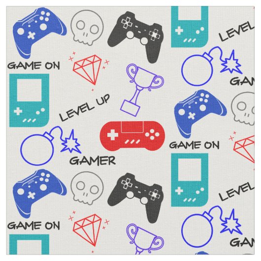 Gamers Funny Quote Video Game Controller Grafik Stoff (Nahaufnahme)