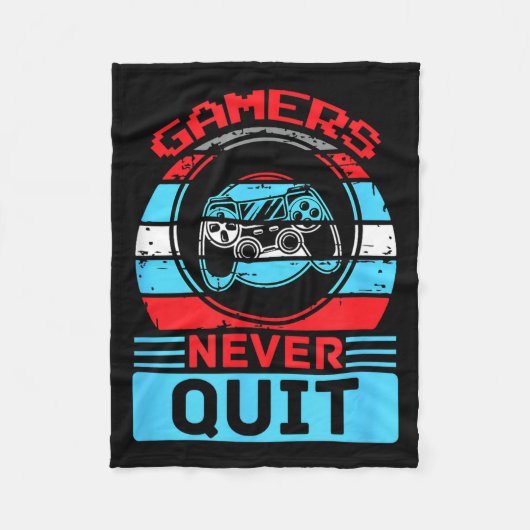 Gamers Never Quit Funny Gaming Quotes Gift For Rpg Fleecedecke (Vorderseite)