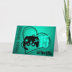 Games heart 15. Geburtstag personalisiert Gruß C Karte