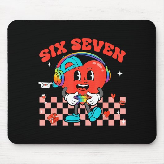 Games Valentine 67 Six Seven Funny Gamer Heart Cut Mousepad (Vorne)