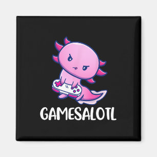 Gamesalotl Axolotl Cute Playing Video Game Magnet