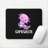 Gamesalotl Axolotl Cute Playing Video Game Mousepad (Mit Mouse)