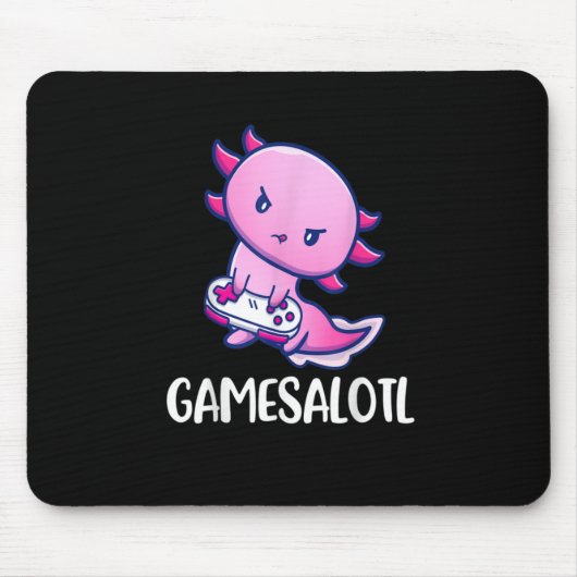 Gamesalotl Axolotl Cute Playing Video Game Mousepad (Vorne)