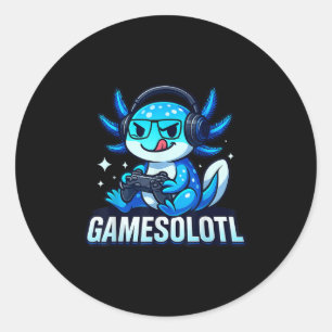 Gamesolotl Axolotl Fisch Gamer Gaming Anime Video Runder Aufkleber