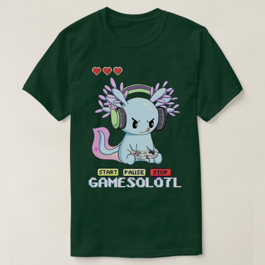 Gamesolotl Axolotl Fish Playing Video Games Lizar T-Shirt (Design vorne)