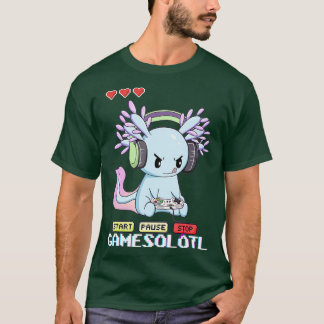 Gamesolotl Axolotl Fish Playing Video Games Lizar T-Shirt