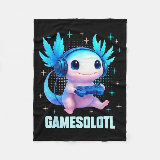Gamesolotl Axolotl Video Gamer Kawaii Anime Boys T Fleecedecke (Vorderseite)