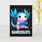 Gamesolotl Axolotl Video Gamer Kawaii Anime Boys T Karte (Gelbe Blume)