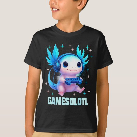 Gamesolotl Axolotl Video Gamer Kawaii Anime Boys T T-Shirt (Vorderseite)