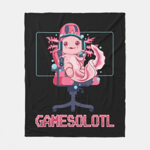 Gamesolotl Axolotl Video Gamer Kawaii Anime Gaming Fleecedecke