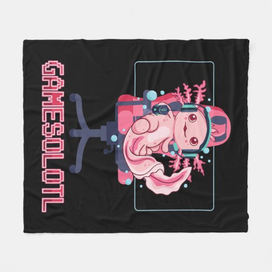 Gamesolotl Axolotl Video Gamer Kawaii Anime Gaming Fleecedecke (Vorderseite (Horizontal))