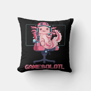 Gamesolotl Axolotl Video Gamer Kawaii Anime Gaming Kissen